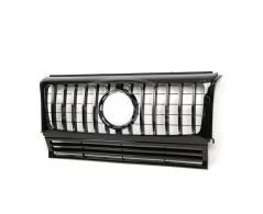 Передня решітка Mercedes G сlass w463 1990-2018 - type: gt з хром смужками чорна з хром смужками фото 0