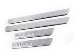 Накладки на дверные пороги Hyundai Santa Fe, 4шт фото 0