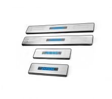 Door sill plates Mitsubishi ASX 2010-2016-2020 - type: led 4 pcs stainless steel фото 0