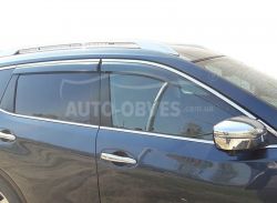 Windshield deflectors Nissan X-Trail 2017-2021 - type: with chrome molding фото 0