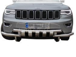 Защита бампера Jeep Grand Cherokee 2014-2019 - тип: модельная, с пластинами фото 0