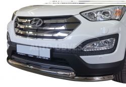 Front bumper protection Hyundai Santa Fe 2013-2016 - type: double mustache фото 0