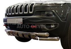 Захист бампера Jeep Cherokee 2013-2016 - тип: модельний з пластинами фото 0