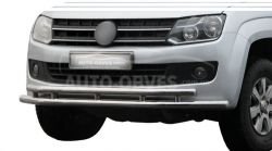 VW Amarok front bumper protection - type: double pipe фото 0