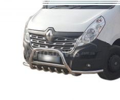 Front bumper protection Renault Master - type: with additional pipes фото 0