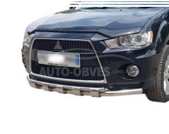 Bumper protection Mitsubishi Outlander XL 2010-2012 - type: model with plates фото 0