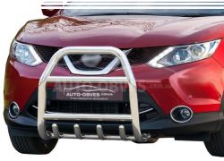 High bull bar Nissan Qashqai 2014-2017 - type: up to the hood фото 0