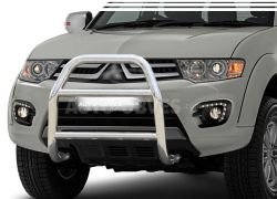 High bull bar Mitsubishi L200, Pajero Sport - type: without grill фото 0