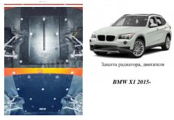 Защита радиатора и частного двигателя BMW X1 E84 2009-2015 модиф. V-2,0D АКПП, задний привод фото 0