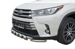 Защита бампера Toyota Highlander 2017-2020 - тип: модельная, с пластинами фото 0