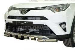 Защита бампера Toyota Rav4 2016-2019 - тип: модельная, с пластинами фото 0