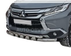 Защита бампера Mitsubishi Pajero Sport 2016-2019 - тип: модельная с пластинами фото 0