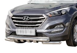 Защита бампера Hyundai Tucson 2019-2021 - тип: модельная, с пластинами фото 0