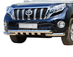 Bumper protection Toyota Prado 150 2014-2018 - type: model with plates фото 0