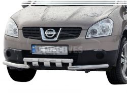 Bumper protection Nissan Qashqai 2007-2010 - type: model, with plates фото 0