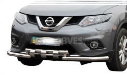 Bumper protection Nissan X-Trail 2014-2017 - type: model, with plates фото 0