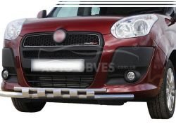 Bumper protection Fiat Doblo 2010-2014 - type: model with plates фото 0