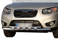 Захист бампера Hyundai Santa Fe - тип: модельний з пластинами фото 0