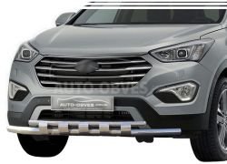 Защита бампера Hyundai Santa Fe 2013-2016 - тип: модельная с пластинами фото 0