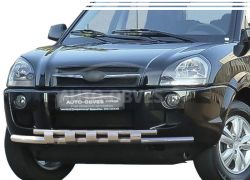 Bumper protection Hyundai Tucson 2004-2014 - type: model with plates фото 0