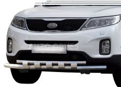 Захист бампера Kia Sorento Fl 2013-2016 - тип: модельний з пластинами фото 0