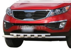 Захист бампера Kia Sportage 2010-2015 - тип: модельний з пластинами фото 0