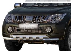 Bumper protection Mitsubishi L200 2015-2018 - type: model with plates фото 0