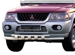 Bumper protection Mitsubishi Pajero Sport I - type: model with plates фото 0