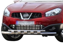 Bumper protection Nissan Qashqai 2007-2014 - type: model with plates фото 0