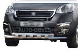 Bumper protection Peugeot Partner 2015-... - type: model with plates фото 0