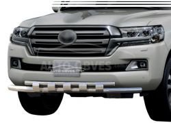 Bumper protection Toyota Land Cruiser 200 2016-2021 - type: model with plates фото 0