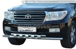 Toyota Land Cruiser 200 bumper protection - type: model with plates фото 0