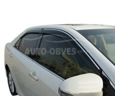 Дефлекторы на окна ветровики Toyota Camry 50 2012-2017 - тип: с хром молдингом фото 0