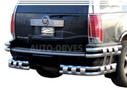 Защита заднего бампера Cadillac Escalade ESV 2007-2014 - тип: углы двойные - двухуровневые фото 0