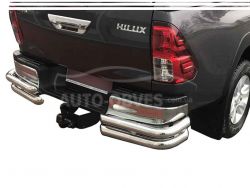 Защита заднего бампера Toyota Hilux 2015-2020 - тип: двойные углы фото 0