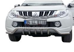 Front bumper protection Mitsubishi L200 2015-2018 - type: single bar Ø:60 mm with grill фото 0