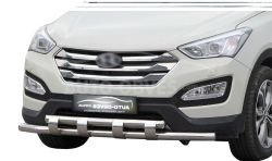 Захист бампера Hyundai Santa Fe 2013-2016 - тип: модельний з пластинами фото 0
