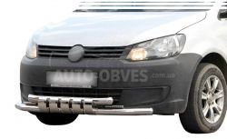 Bumper protection VW Caddy 2010-2015 - type: model with plates фото 0