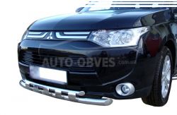 Bumper protection Mitsubishi Outlander 2013-2015 - type: model with plates фото 0