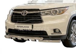 Защита бампера Toyota Highlander 2014-2017 - тип: модельная, с пластинами фото 0