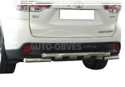 Rear bumper protection Toyota Highlander 2017-2020 - type: pipe with corners фото 0