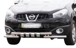 Bumper protection Nissan Qashqai 2007-2014 - type: model, with plates фото 0