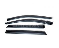 Wind deflectors Hyundai Santa Fe 2017-... - type: with chrome molding фото 0