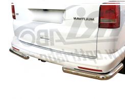 Rear bumper protection Volkswagen T5 Multivan - type: single corners, bevelled ends фото 0