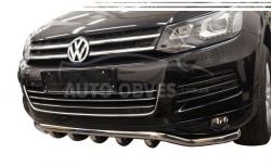 Volkswagen Touareg front bumper protection - type: straight mustache single with grill фото 0