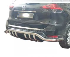 Rear bumper protection Nissan X-Trail t32, Roque - type: full lining with grill фото 0