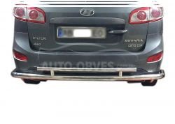 Hyundai Santa Fe II rear bumper protection - type: double mustache фото 0