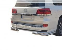 Rear bumper protection Toyota Land Cruiser 200 2019-2021 - type: double corners, Executive package фото 0