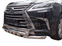 Bumper protection Lexus LX570 2015-2020 - type: model with plates фото 0