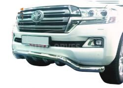 Toyota Land Cruiser 200 front bumper protection - type: single mustache with grill фото 0